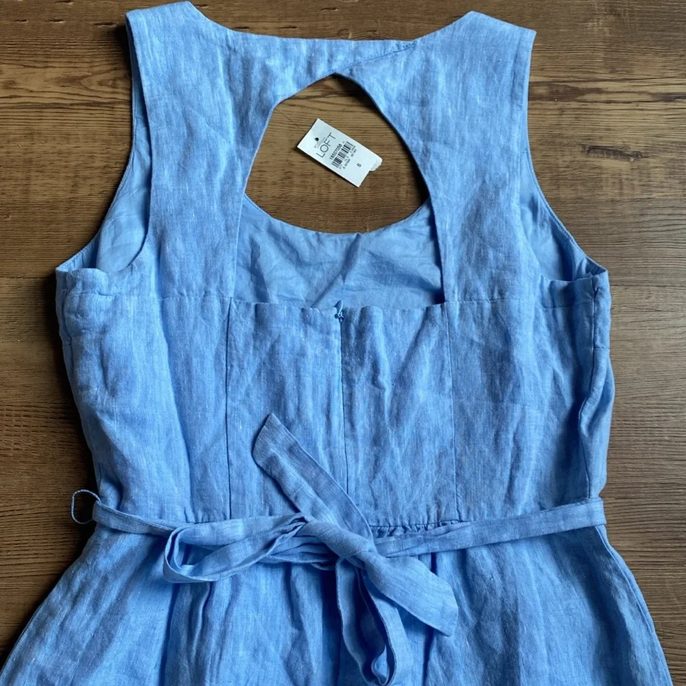 NWT LOFT Blue Linen Sleeveless Dress